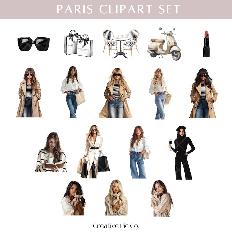 Paris Clipart Set | French Travel Digital Stickers image 5