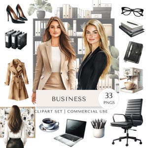 Business Clipart Set | Professional Women Digital Stickers image 1