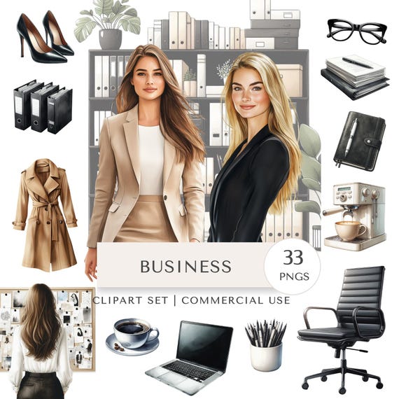 Business Clipart Set | Professional Women Digital Stickers