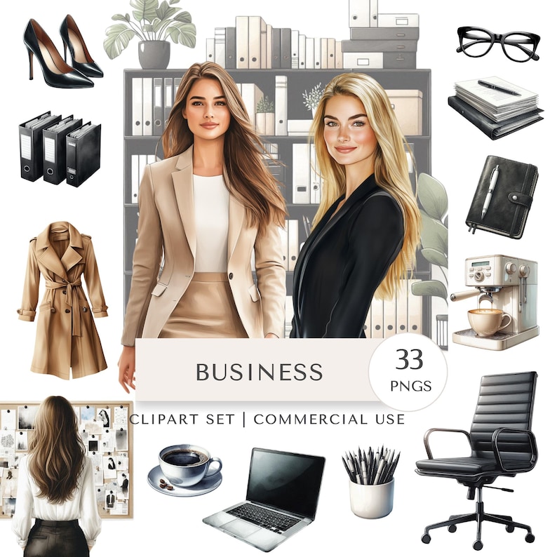 Business Clipart Set | Professional Women Digital Stickers image 1