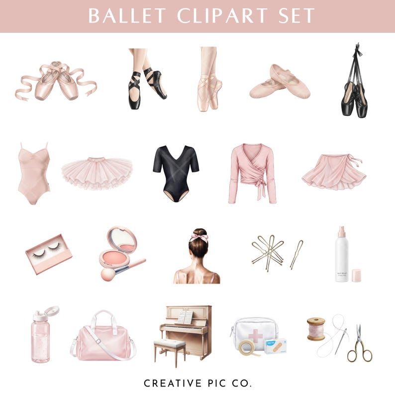 Ballet Clipart Set | Ballerina Dance Digital Stickers - Etsy