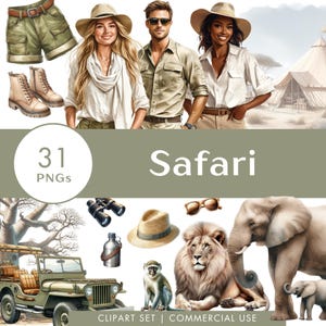 Safari Nights Clipart Set Viagem Aquarela Ilustração Adesivos Digitais