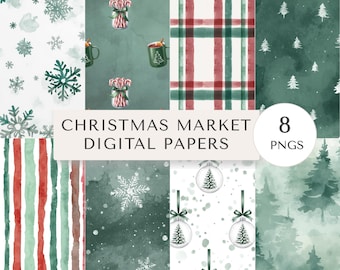 Christmas Market Digital Papers | Cosy Festive Patterns