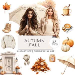 Autumn Fall Clipart Set | Cosy Seasonal PNGs for Planners, Branding & Content | Commercial Use