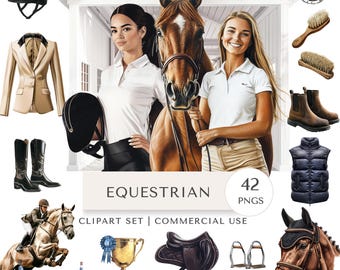 Clipartset paardensport | Digitale stickers paardrijden