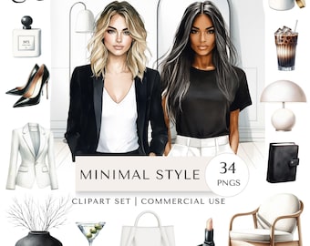 Minimal Style Clipart Set | Modern Fashion Lifestyle Digital Stickers
