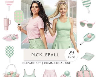 Pickleball Clipart Set | Pastel Recreation Sport Digital Stickers