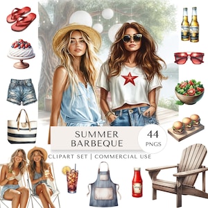 Conjunto de imágenes prediseñadas de barbacoa de verano / Pegatinas digitales de comida