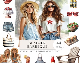 Summer BBQ Clipart Set | Food Digital Stickers