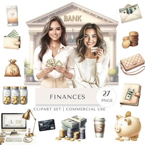 Finance Clipart Set | Money Management Digital Stickers image 1