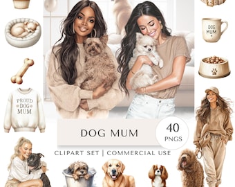 Dog Mum Clipart Set | Pet Digital Stickers