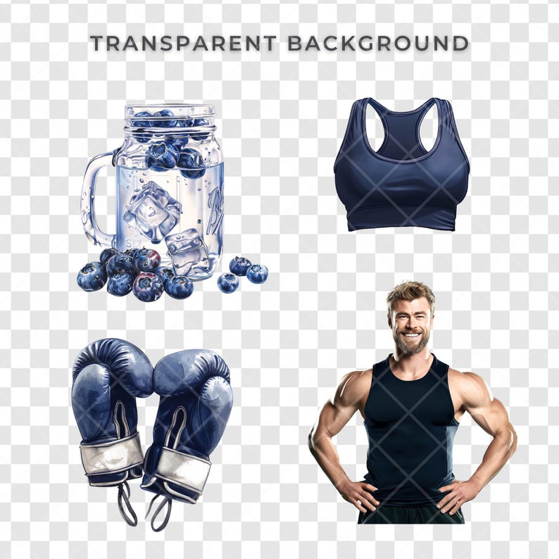 Workout Clipart Set Illustration Watercolour Digital Stickers Etsy