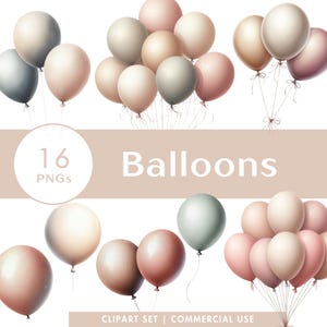 Balões Clipart Conjunto Celebrações Aquarela Digital Download Adesivos