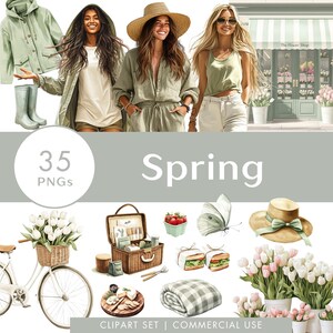 Lente clipartset seizoenen aquarel illustratie digitale stickers
