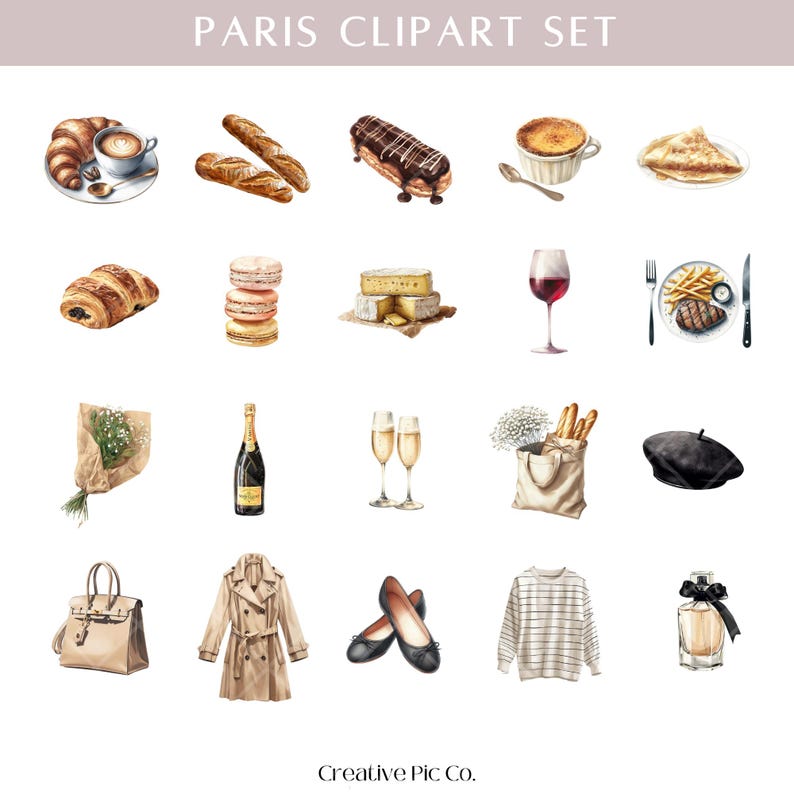 Paris Clipart Set | French Travel Digital Stickers image 4