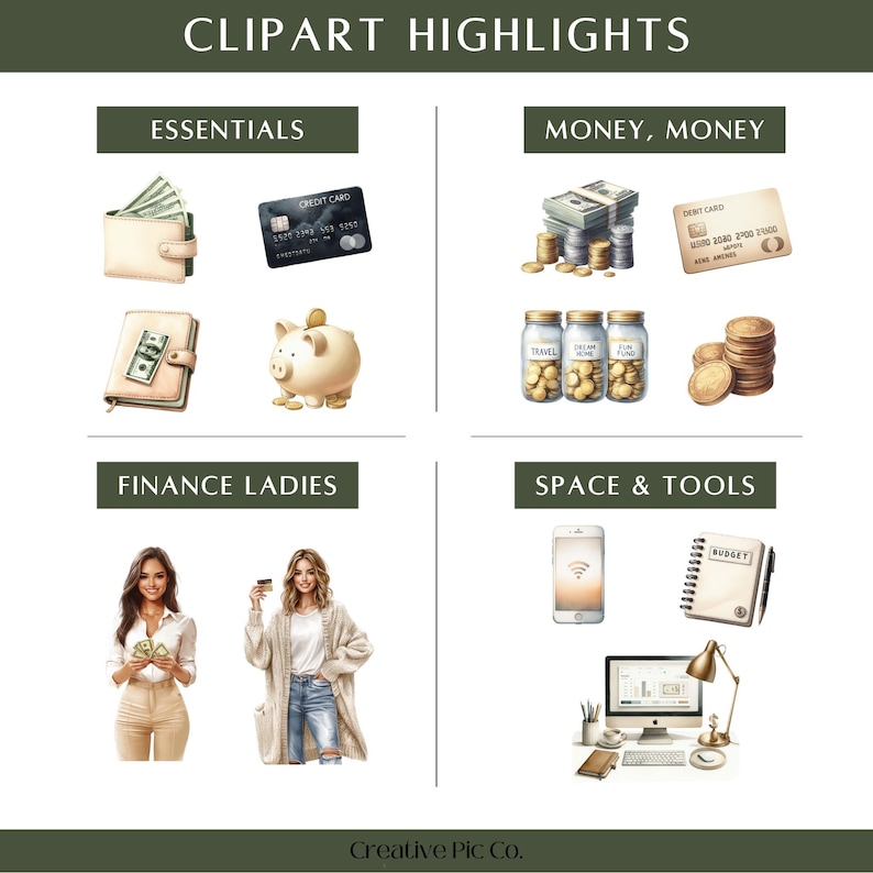 Finance Clipart Set | Money Management Digital Stickers image 3