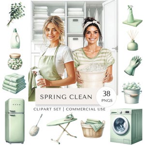 Frühlingsputz Clipart-Set | Zuhause Organisation Digitale Aufkleber
