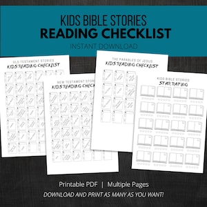 Kids Bible Reading Checklist Printable | Bible Challenge for Little Kids | Christian Bible Tracker & Study Log | Fun Faith Activity for Kids