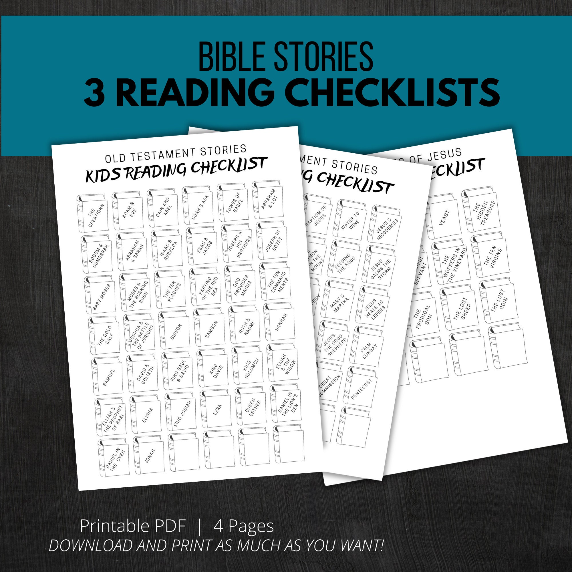 Kids Bible Reading Checklist Printable | Bible Challenge for Little ...