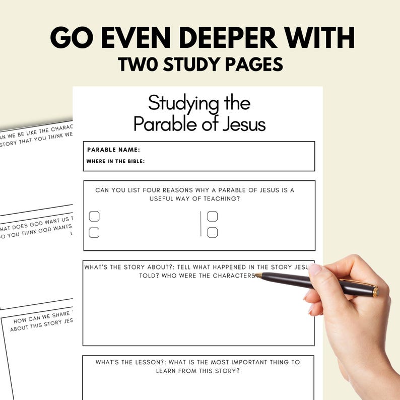 Parables Worksheet.pdf Parables of Jesus Worksheet: Kids Bible Study (PDF Pattern) - Etsy