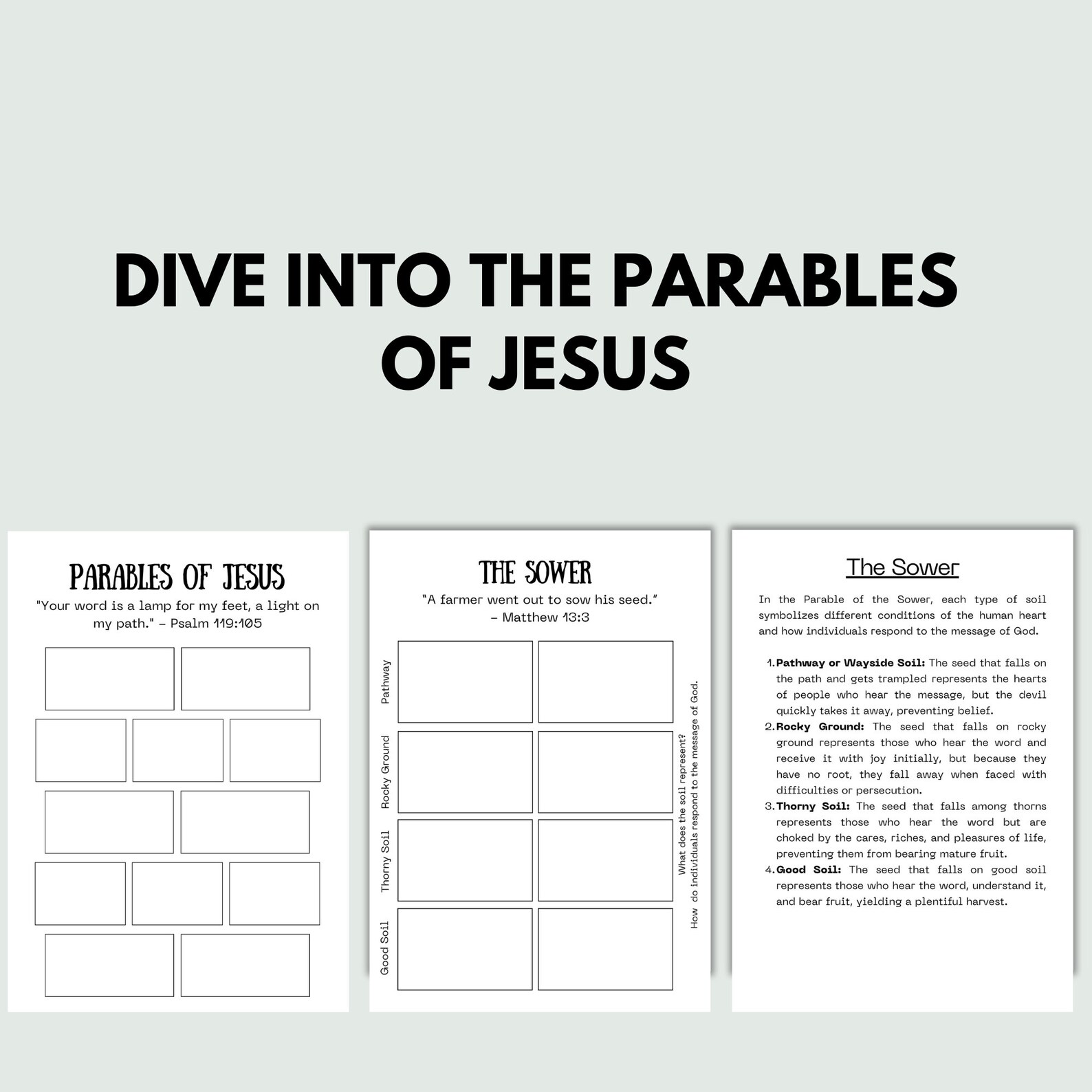 The Parables of Jesus Kids Activity Pages New Testament Christian ...