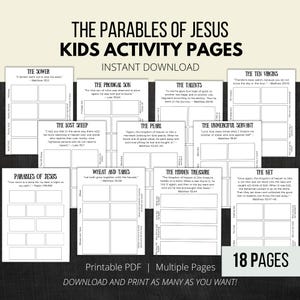 Parables of Jesus Worksheet: Kids Bible Study (PDF Pattern)