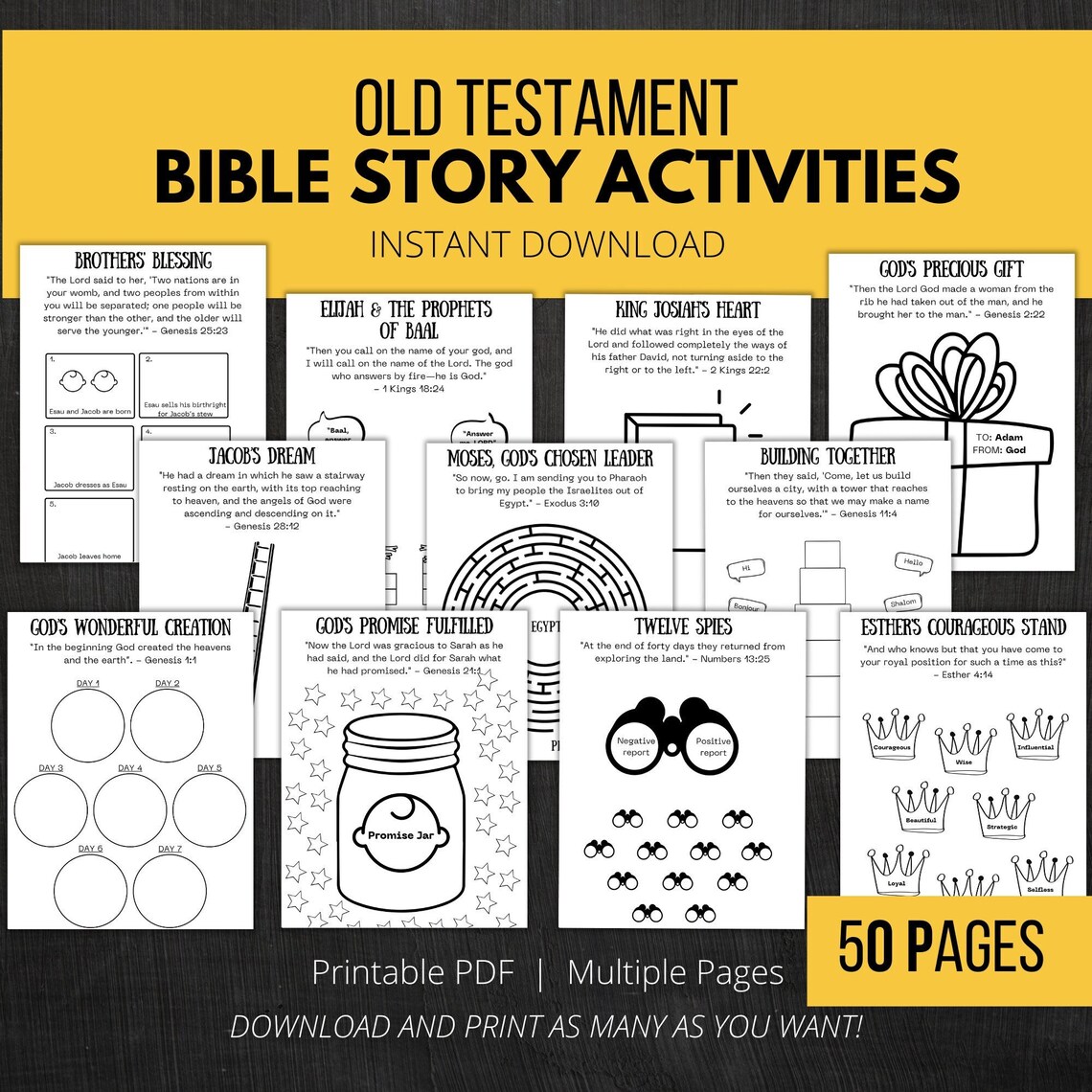 Bible Story Coloring Pages Old Testament Christian Homeschool Printable ...