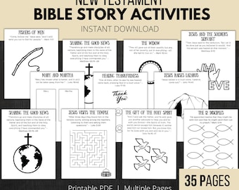 New Testament Bible Story Coloring Pages: Christian Kids Activities (Digital Download)