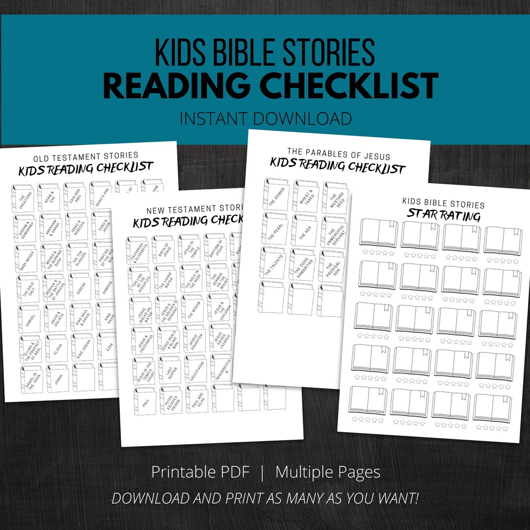 Kids Bible Reading Checklist Printable | Bible Challenge for Little ...