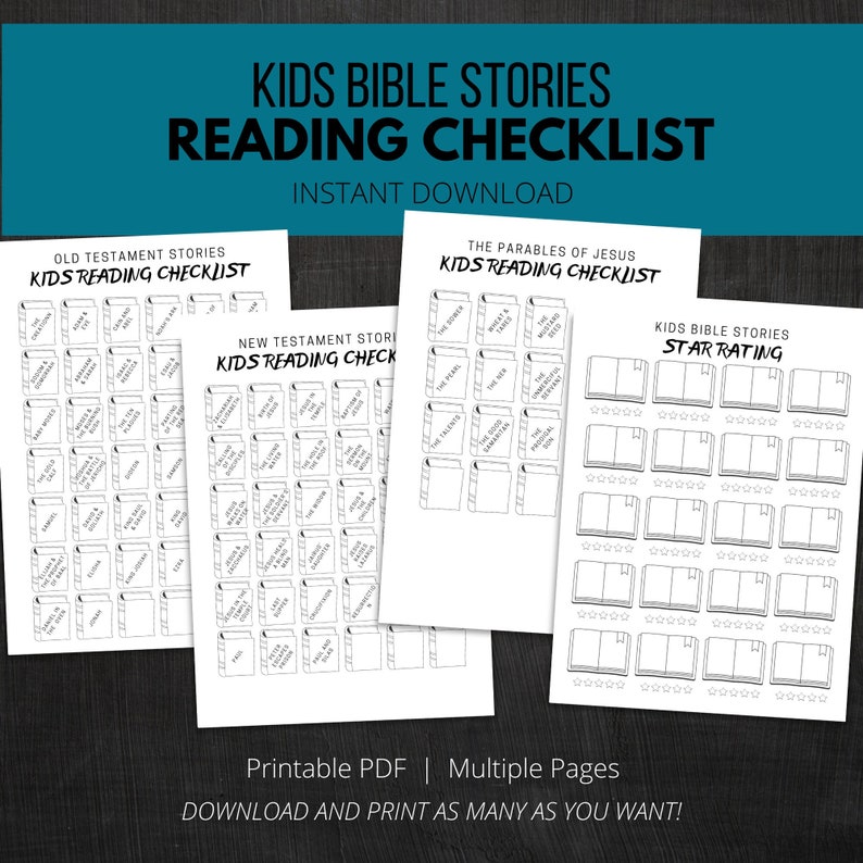 Kids Bible Reading Checklist Printable | Bible Challenge for Little ...