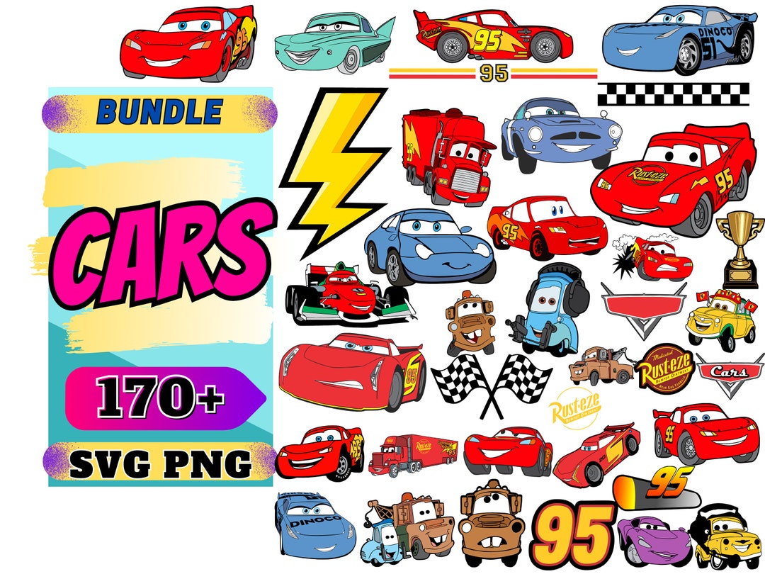 Cars SVG Bundle, Cars Svg, Lightning Mcqueen Svg, Cars PNG Clipart, for