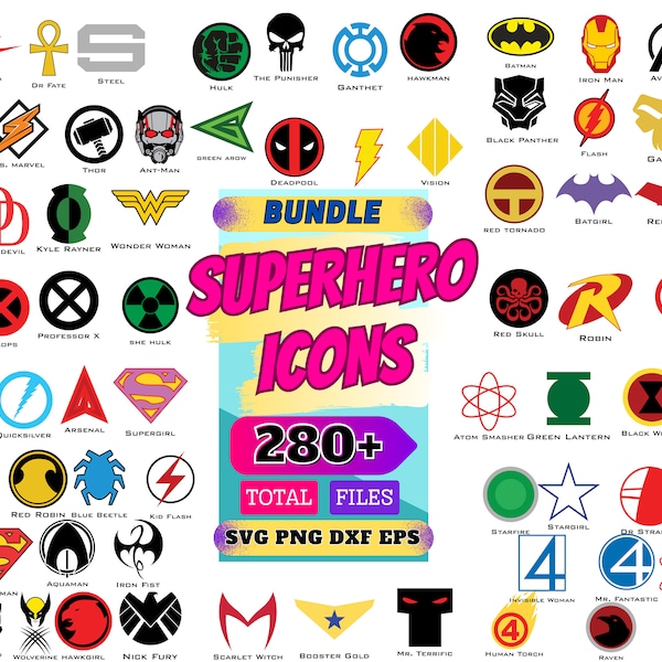 Superhero Bundle SVG, superhero vector, superhero silhouette, superhero birthday,cricut machine,superhero cutfile, superhero decal, Dxf, Eps