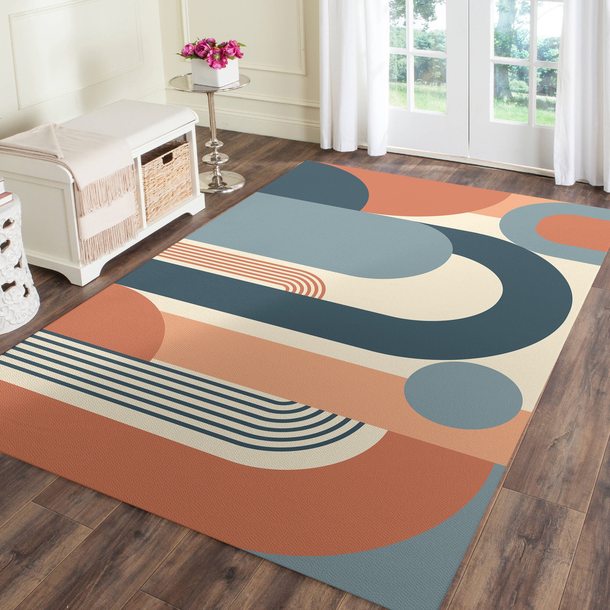 Colorful Mid Century Modern Rug Vintage-inspired Area Rug - Etsy
