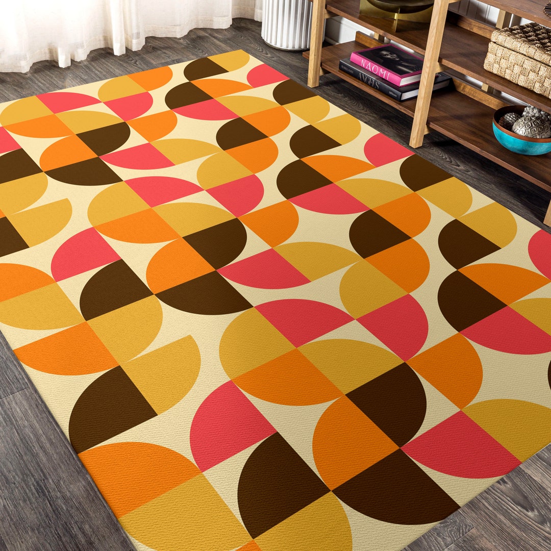 Vintage 60S Inspired Rug Retro Mid-century Area Rug Bohemian - Etsy ...