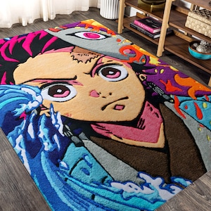 Anime Area Rug, Japanese Animation Inspired Floor Mat, Fanatic Home Decor, Fun Gift for Anime Fans