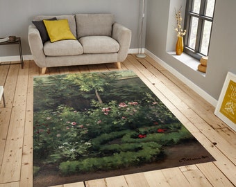 Alfombra ecléctica Camille Pissarro, alfombra de área geométrica colorida, revestimiento de suelo decorativo ecléctico, pieza de declaración, decoración ecléctica