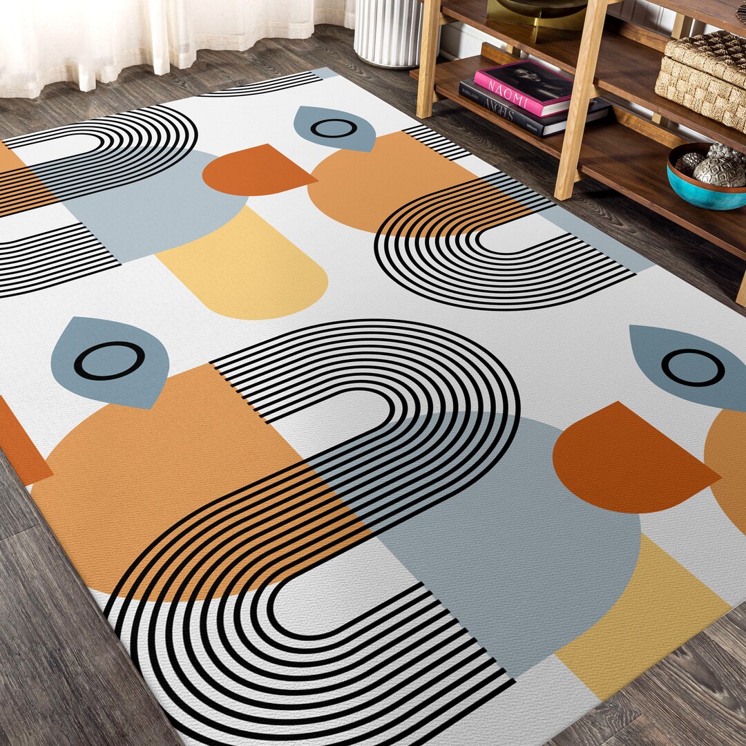 Mid Century Modern Area Rug for Bedroom, Retro Design, Soft and Cozy ...