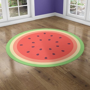 Watermelon Rug Playroom Rug, Blue Decoration, Playroom Decor, Fruit Decor, Cute Nursery Play Mat, Nonslip Kids Room Rug, Housewarming Gift