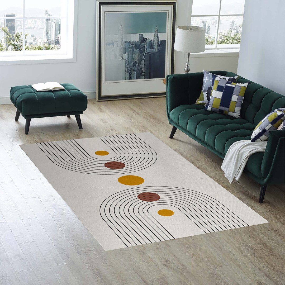 Minimalist Mid Century Modern Rug, Geometric Area Rug, Simple Design