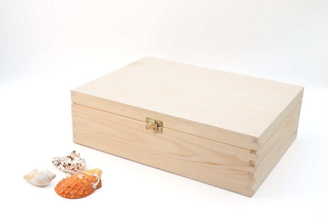 Wooden Box With a Latch Large Unfinished Storage Box Box Etsy