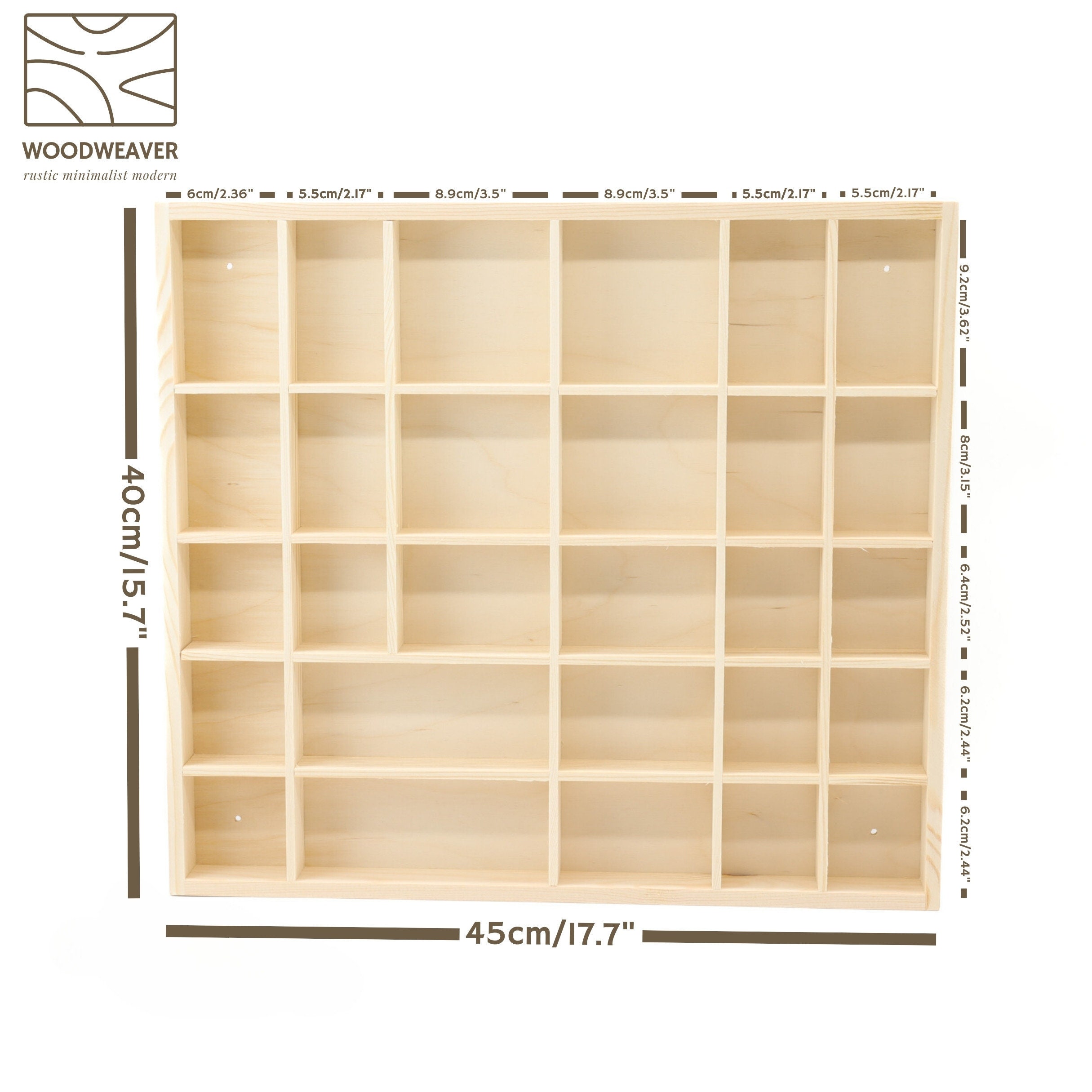 Shadow Box Unfinished Wooden Display With 28 Compartments