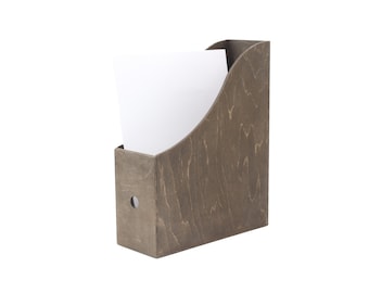 Dark Brown Wooden File Holder 8,5"x11" | Desk Organizer | Paper Documents Storage | A4 Magazine Storage | Home Office | Wooden Binder