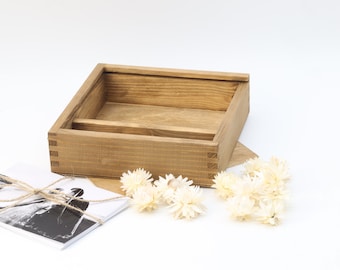 Personalisierte Hochzeitsfotobox für 4 "x6" Prints & USB Stick | Holzkiste| 2 Fächer | 10x15cm Foto Aufbewahrung | Hochzeitserinnerungen
