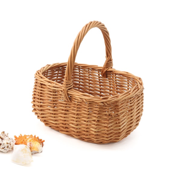 Small Willow Basket | Flower Girl Basket| Wicker Basket with Handle| Easter Egg Basket| Home Decor| Trinkets Storage| Basket for Kids