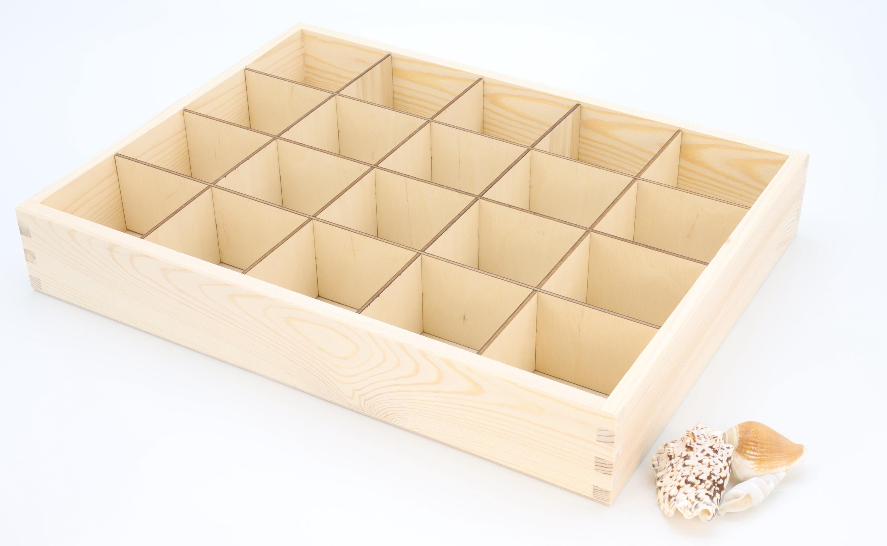 Caja Expositora De Madera Con 20 Compartimentos – Ideal Para Minerales, Joyas Y Coleccionables, Tapa De Metacrilato, Medidas 31,5x23x6,5 Cm