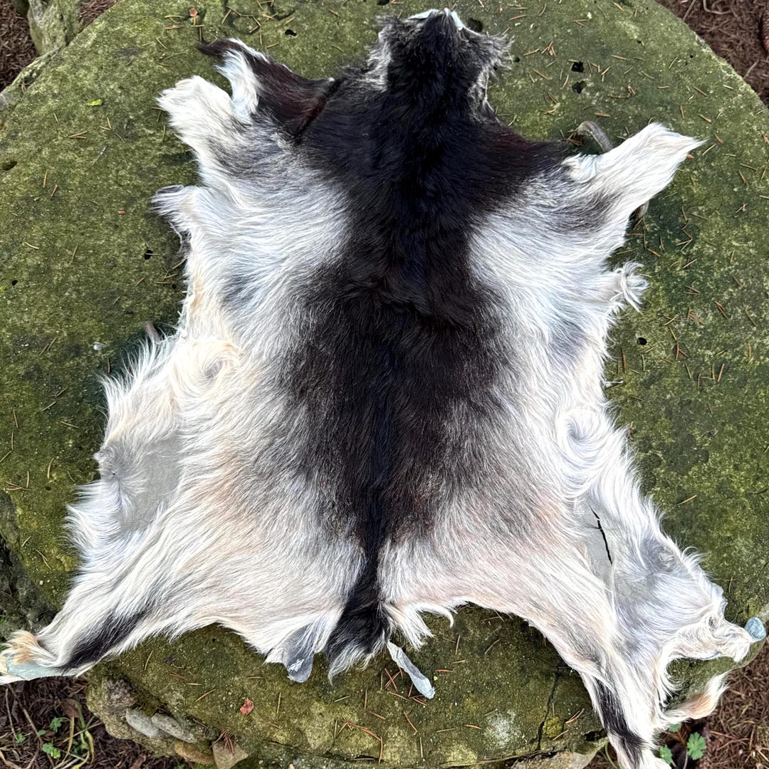 Hair-on Goat Hide for Leathercraft - Black Gray White Tanned Pelt ...