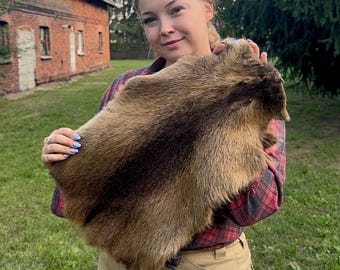 Real Nutria Fur Pelt – Soft Tanned Skin for Crafting, Sewing Material, Small Rug, Hat Gloves Scarf Making, DIY Leatherwork