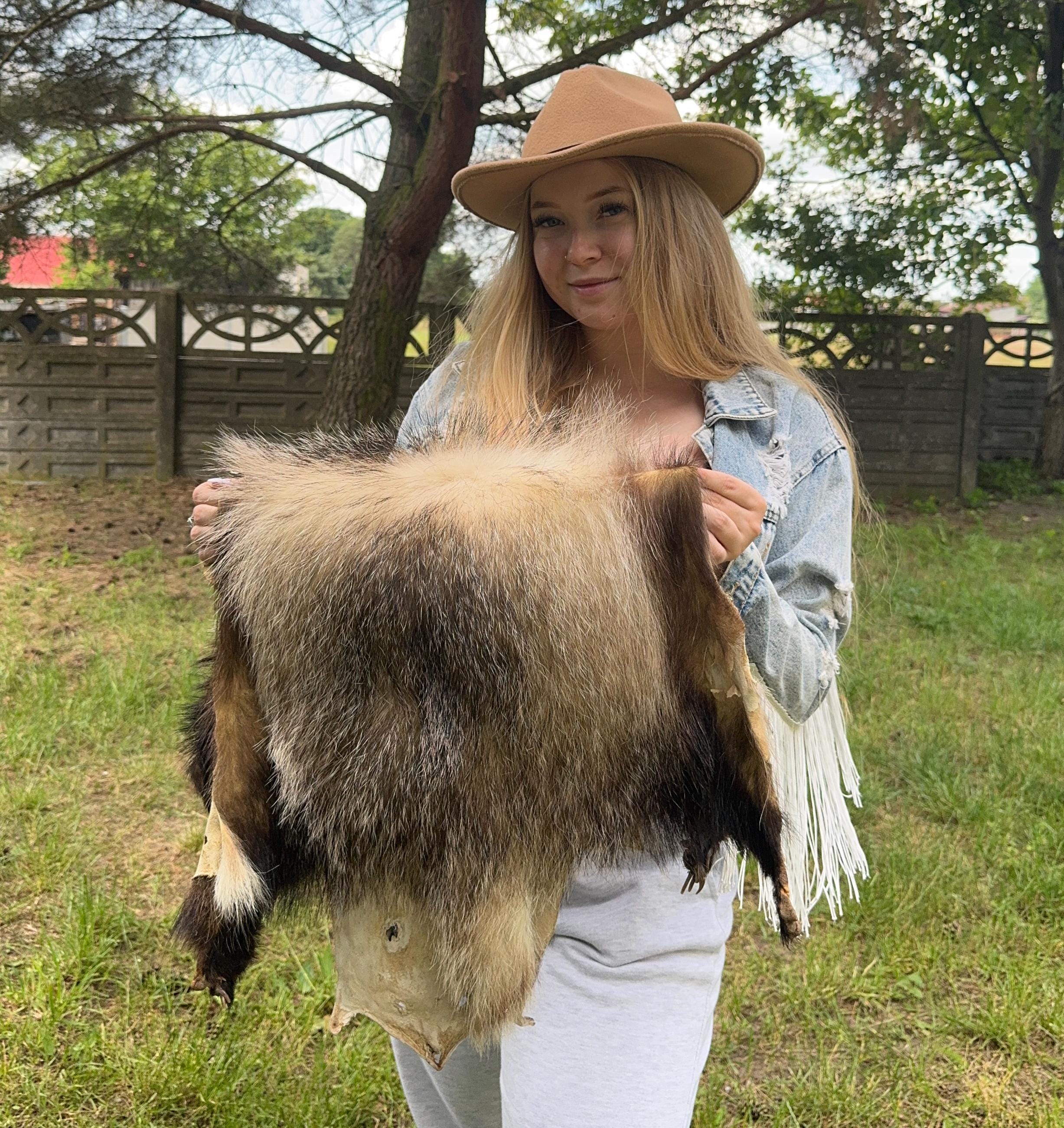 Real Hide Rug Real Badger Hide Rug | Natural Fur Pelt | Rustic Taxidermy Decor - Etsy