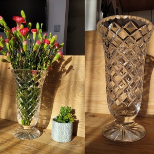 Impresionante jarrón de cristal - Florero vintage - Decoración rústica de cristal - Perfecto para el hogar, la boda y el regalo - Elegancia atemporal
