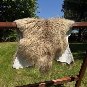 Real Sheepskin Hide Rug | Natural Ram Leather Fur | Genuine Sheep Pelt for Cozy Home Decor, Rustic Cabin, Hygge Style, Chair or Floor Gift